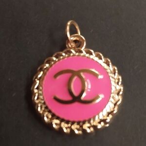 CC Hot Pink and Gold Logo Charm Pendant